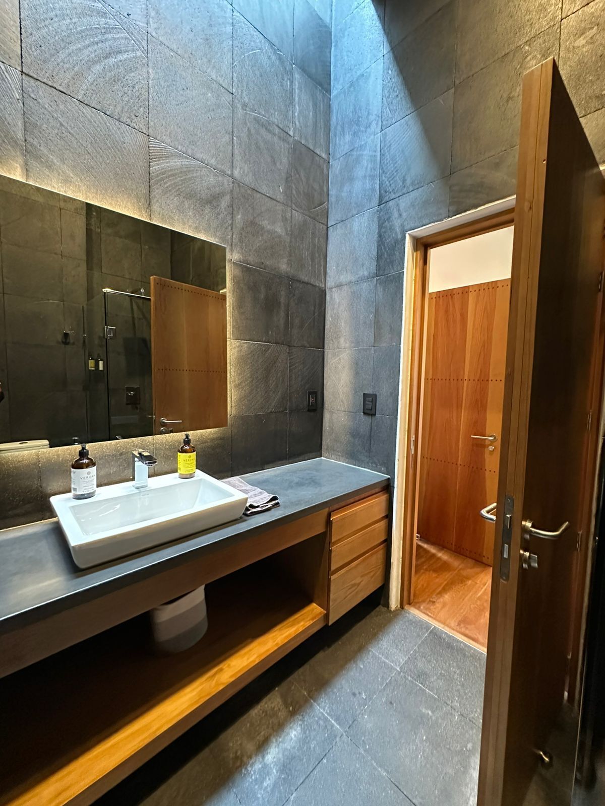 Shower, towels, soap, shampoo