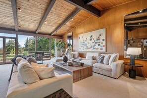 TV, fireplace - Mid-Century Modern Retreat with Mill Valley Views (Mill Valley)