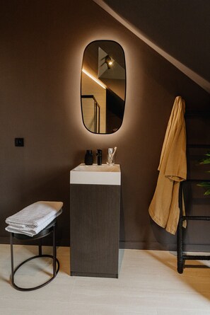 Suite monolocale familiare | Bagno | Doccia, asciugacapelli, asciugamani, sapone