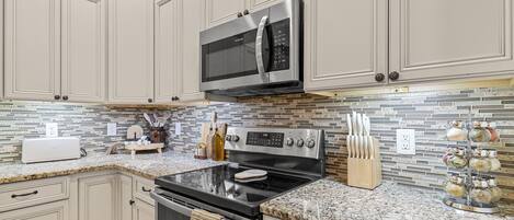 Microwave, oven, stovetop, dishwasher