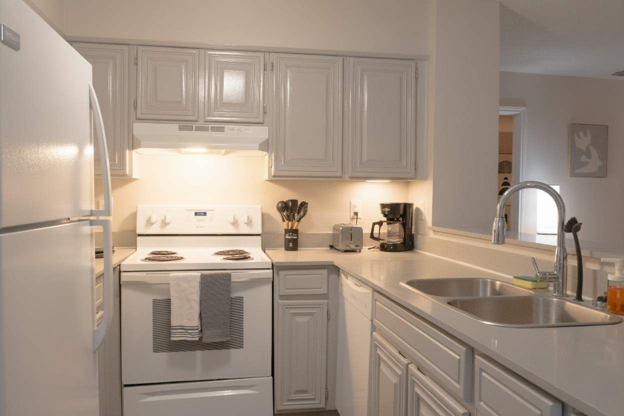 Geladeira, micro-ondas, fogão, cooktop