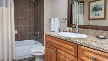 Sèche-cheveux, serviettes fournies, savon, papier toilette