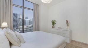 2 bedrooms, iron/ironing board, WiFi, bed sheets - Burj Khalifa & Canal View Stylish 2BR Apartment (Dubai)