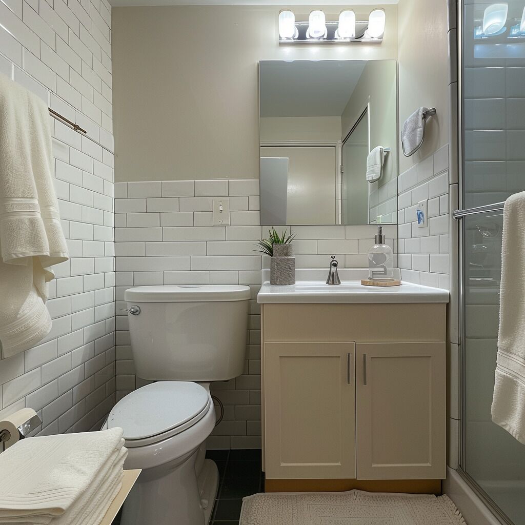 Hiustenkuivaaja, pyyhkeet, saippua, vessapaperi