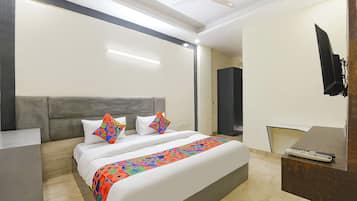 Deluxe kamer | Lakens van Egyptisch katoen, luxe beddengoed, een kluis op de kamer