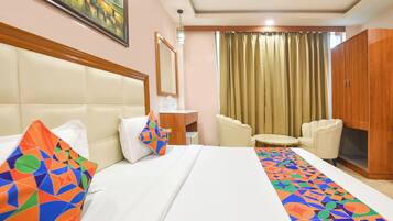 Lakens van Egyptisch katoen, luxe beddengoed, een kluis op de kamer