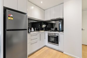 Fridge, microwave, dishwasher, electric kettle