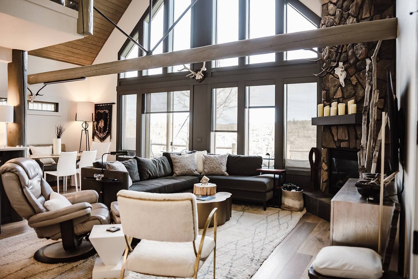 Télévision, cheminée, livres