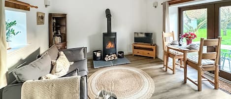TV, fireplace