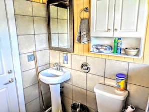 Jetted bath, towels, soap, shampoo - Garden View Queen Rental near Akaka Falls, Hawaii (Pepeekeo)