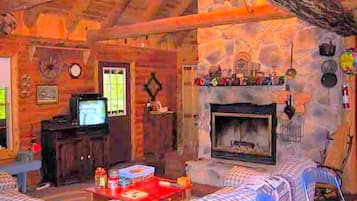 TV, fireplace, DVD player, foosball
