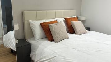 1 bedroom, desk, iron/ironing board, travel cot