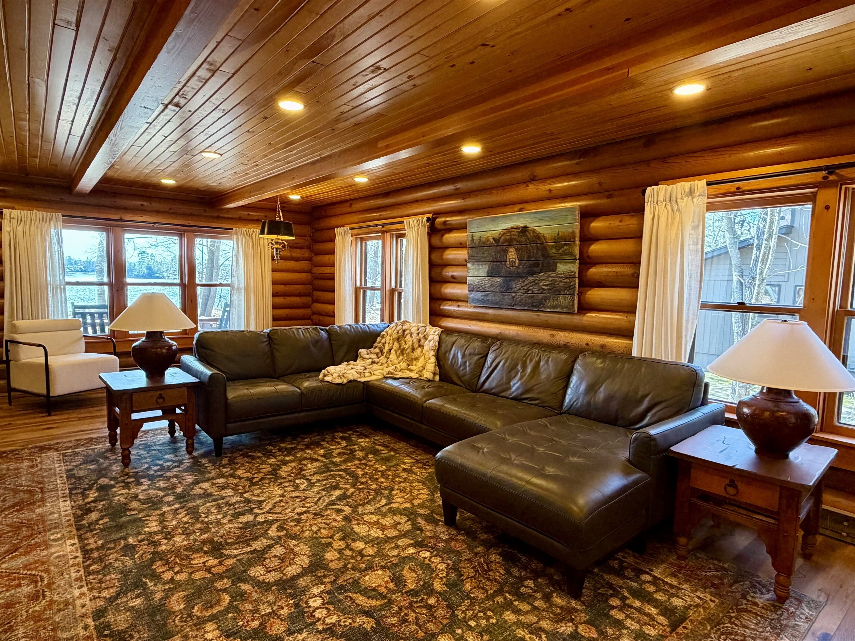 Smart TV, fireplace, foosball, books