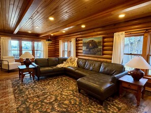 Smart TV, fireplace, foosball, books