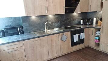 Kühlschrank, Mikrowelle, Ofen, Herdplatte