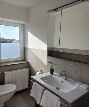 Shower, hair dryer - Holiday apartment with 1 bedroom (Herbstein)