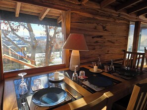 Cabin, 2 Bedrooms, Smoking, Balcony | Dining room - Luxury Welsh Wooden Cabin (Corwen)