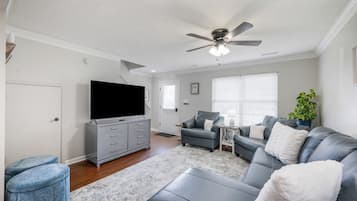 Smart-TV, Bücher, Stereoanlage