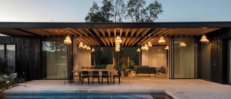 Piscine extérieure, piscine chauffée