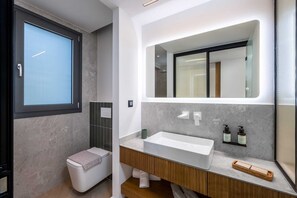 Shower, hair dryer, towels - Alma Luxury Villas Plumeria, Villa (Ialysos)