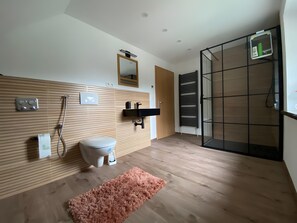 Shower, towels - Apartment 'Unit 2' with Mountain View, Private Garden and Wi-Fi (Bärenstein)