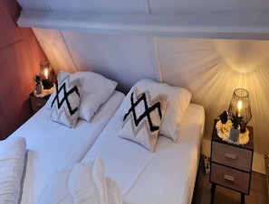 Chalé | 2 quartos, roupa de cama