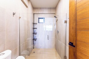 Ducha, secador de pelo y toallas