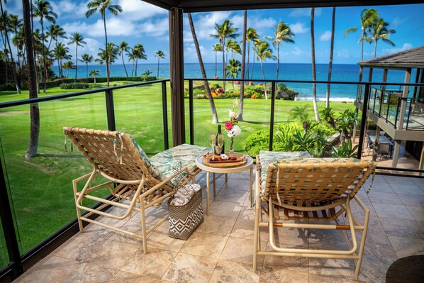Terrace/patio - Premier Elua 2 Bdrm+2 Ba Condo #1702 - So close to the beach! (Wailea)