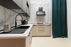 Fridge, microwave, dishwasher, toaster