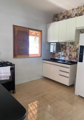 Fridge, microwave, stovetop, blender