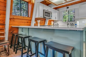 Fridge, microwave, oven, stovetop - Cozy Cabin | Large Deck + Near the Slopes (Homewood)