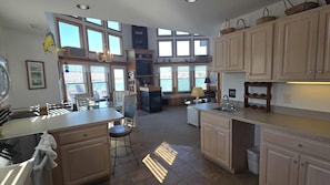 Fridge, microwave, dishwasher, coffee/tea maker