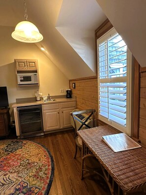 Fridge, microwave, coffee/tea maker