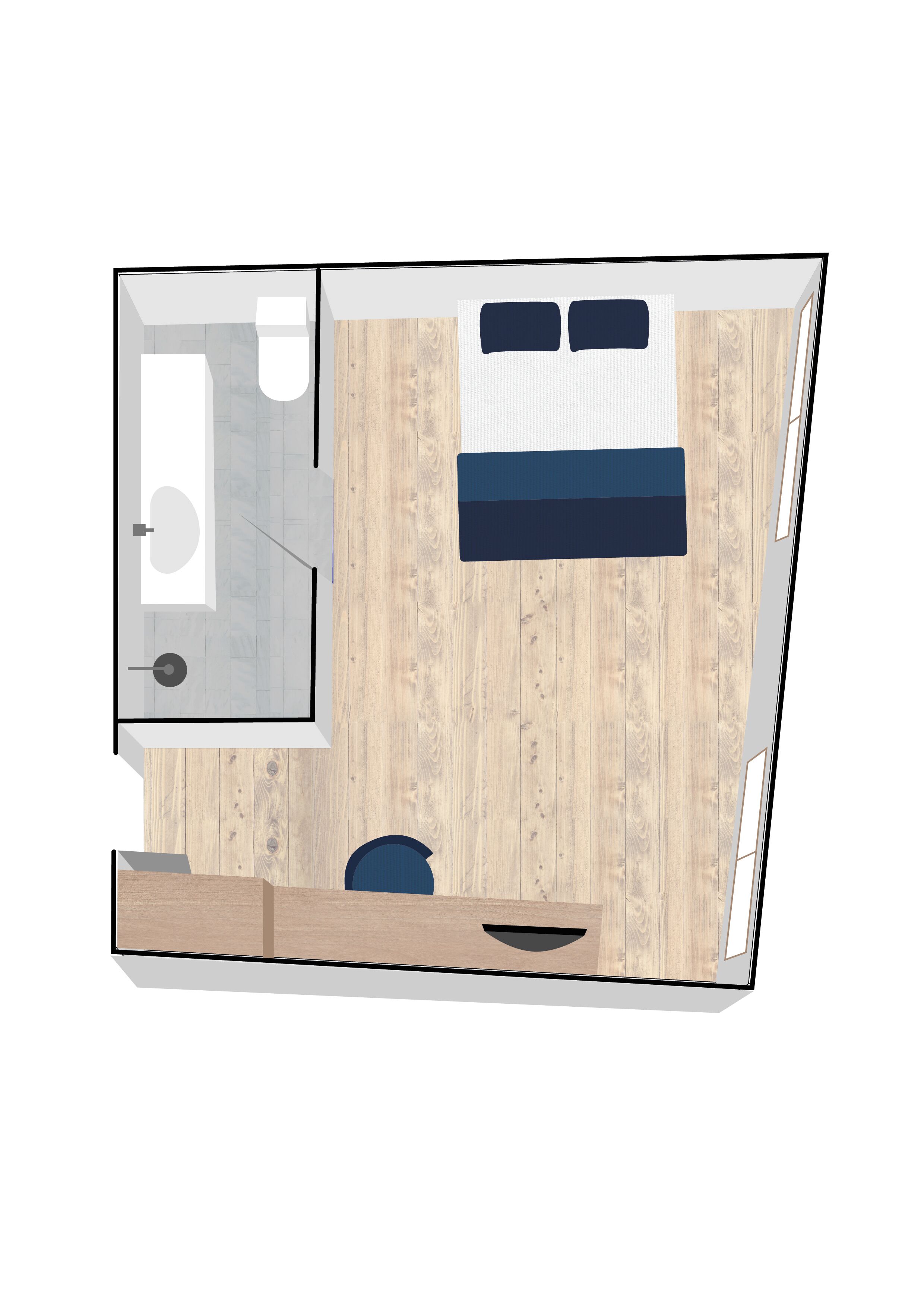 Doppel- oder Zweibettzimmer