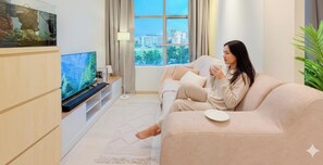 Superior appartement, 2 slaapkamers, niet-roken | Een strijkplank/strijkijzer, gratis wifi