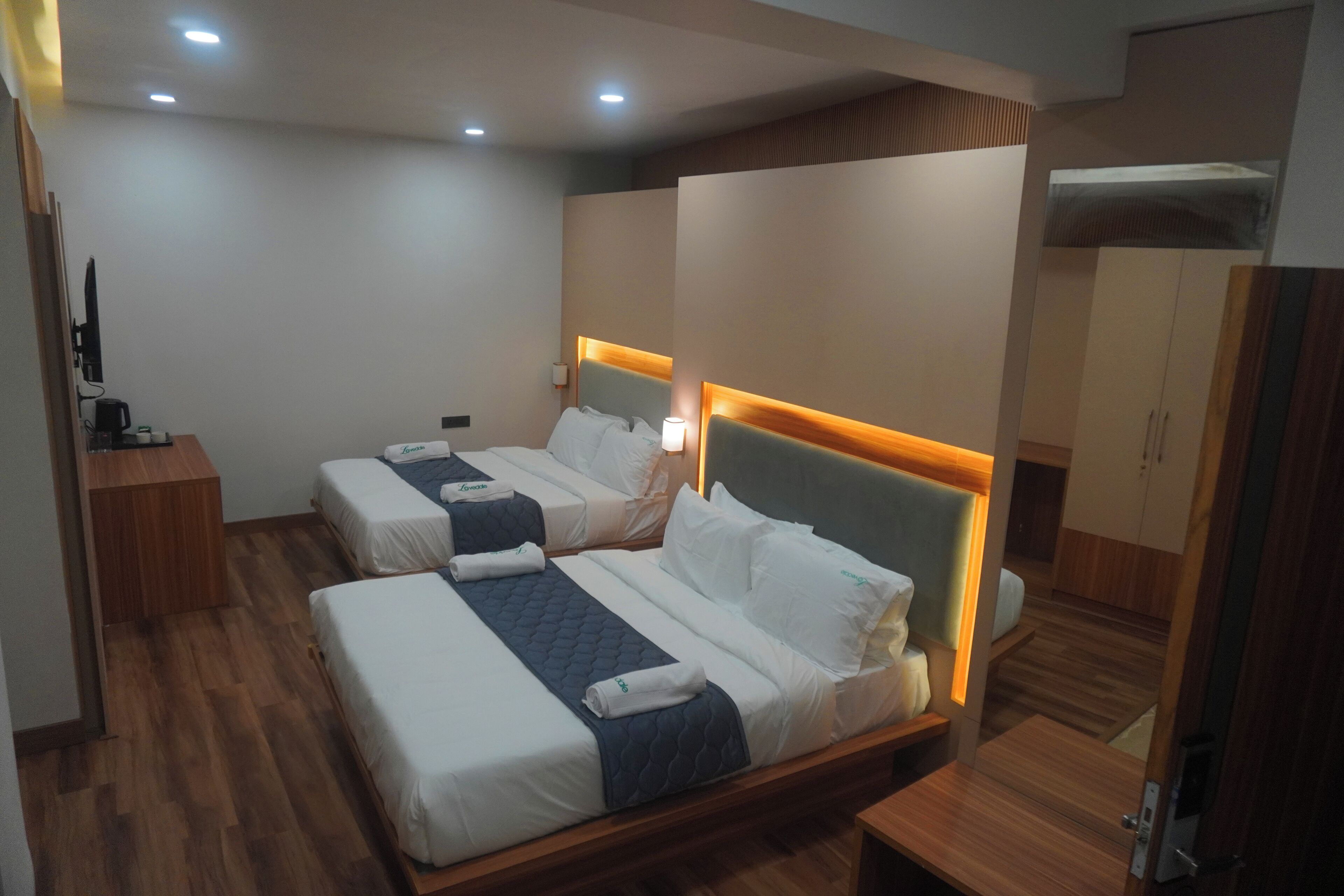 Family Twin Room, Garden View | Desk, laptop workspace, free WiFi