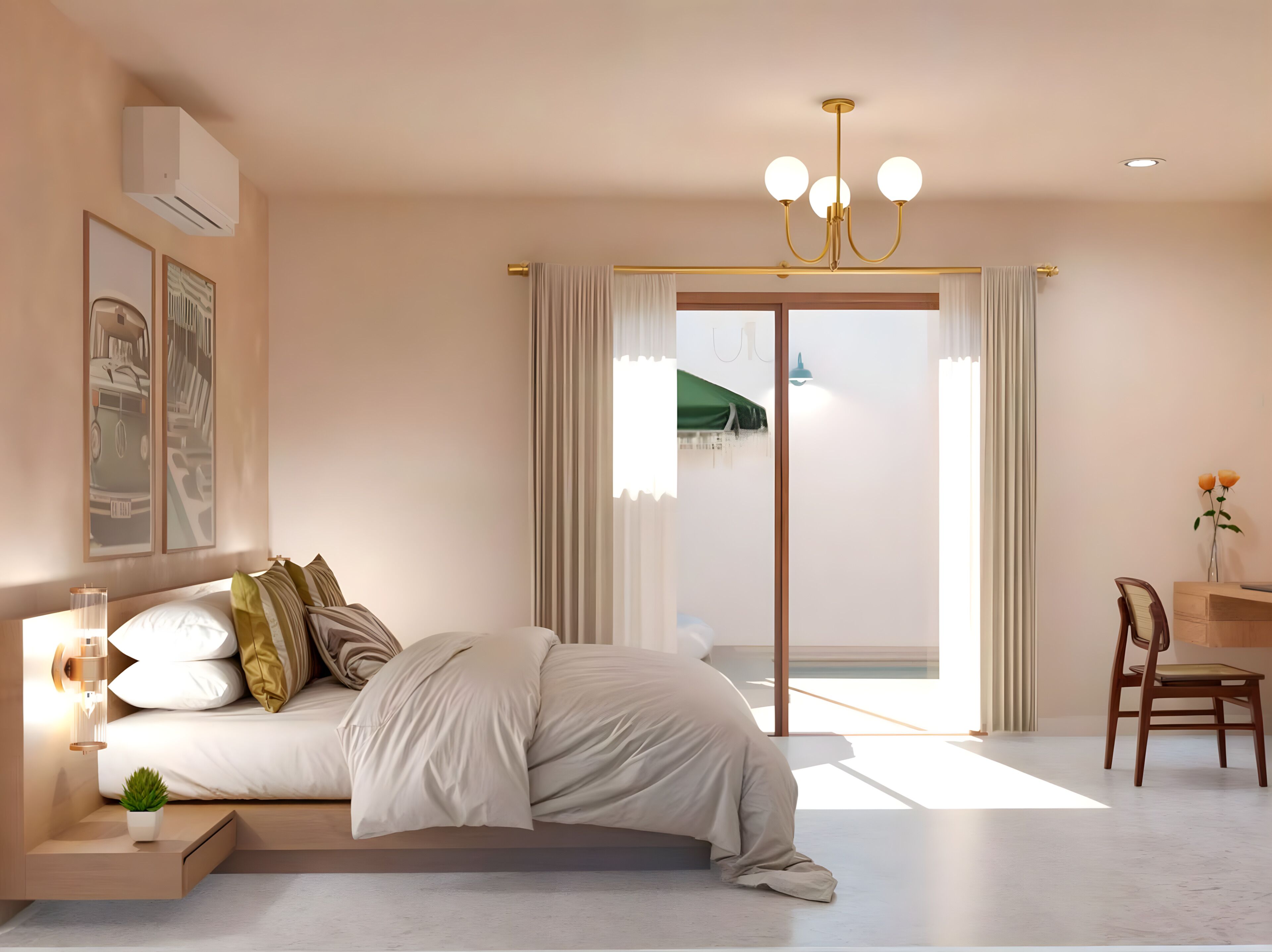 Quarto superior, vista para o jardim | Cofres nos quartos, cortinas blackout, ferros/tábuas de passar roupa