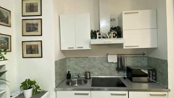 Classic Apartment, Balcony, Garden View (Third floor) | Private kitchen | Fridge, microwave, stovetop, cookware/dishes/utensils