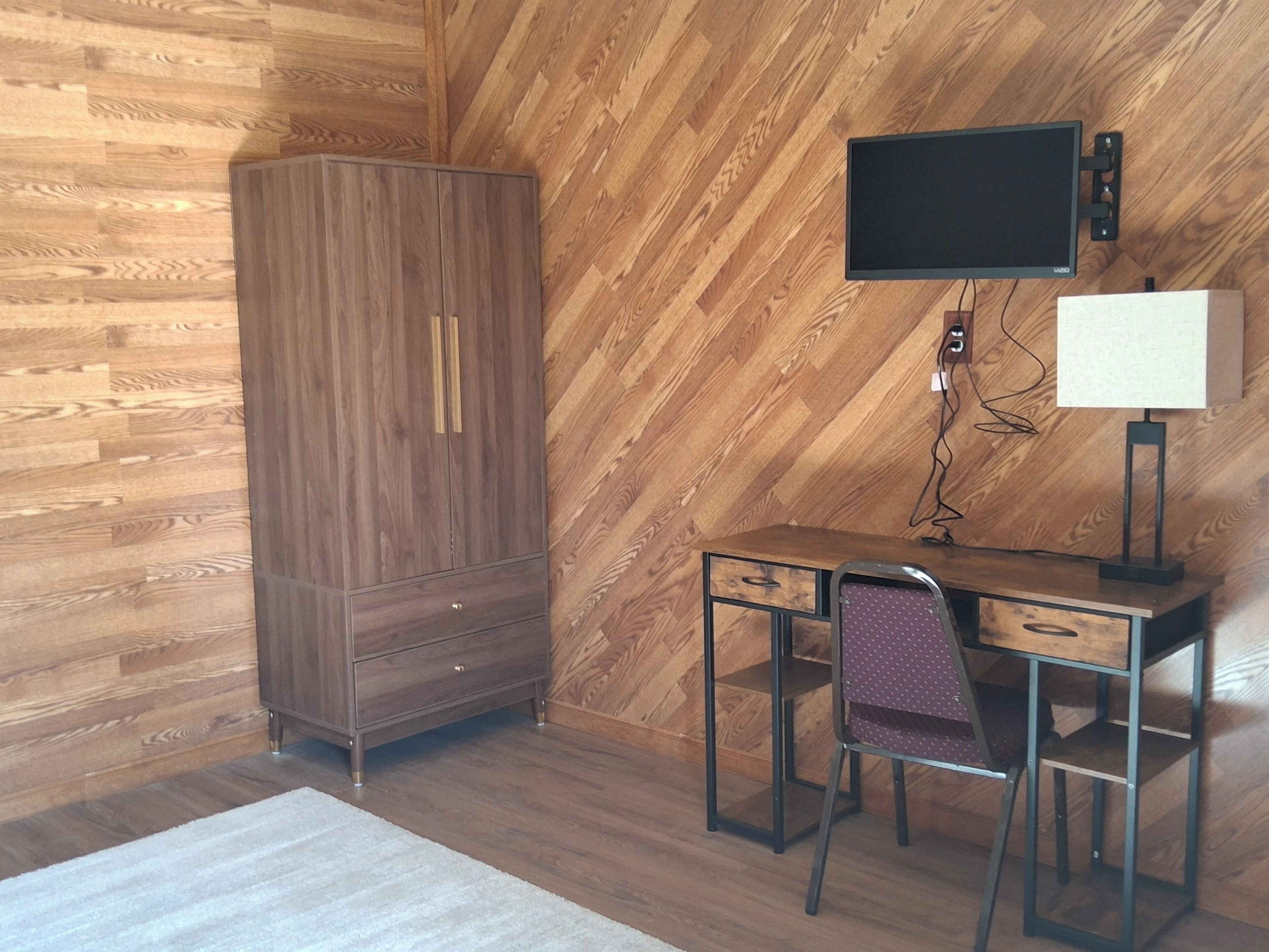 Desk, laptop workspace