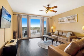Signature Condo, 3 Bedrooms, Balcony, Lake View | Living room | 32-inch Smart TV with cable channels - Laketown Wharf 531 (Panama City Beach)