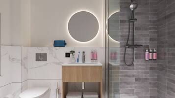 Studio Confort | Salle de bain | Douche, sĂšche-cheveux, serviettes fournies, savon