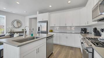 Kühlschrank, Mikrowelle, Herdplatte, Geschirrspüler