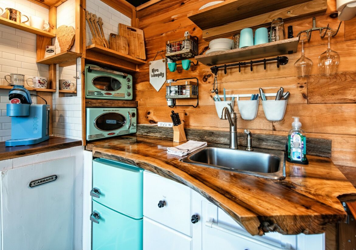 Frigorifero, microonde, macchina per tè/caffè, bollitore elettrico