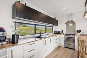 Fridge, microwave, coffee/tea maker, toaster