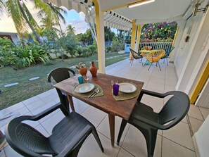 Comfort Apartment, 1 Bedroom, Sea Facing | Terrace/patio - Les cocotiers Anse Montal (Le Moule)