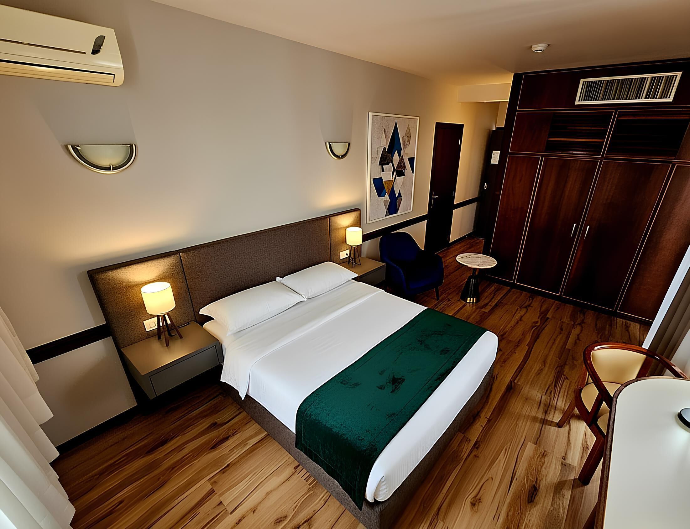 Deluxe tweepersoonskamer, uitzicht op stad | Lakens van Egyptisch katoen, luxe beddengoed