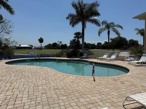 Outdoor pool, a heated pool - PUNTA GORDA GOLF COURSE CONDO 2-bedroom; 2 bathroom; den; gr fl; NEW LISTING (Punta Gorda)