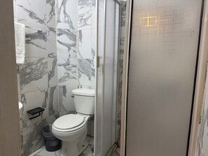 Regadera, secadora de cabello, toallas, jabón 