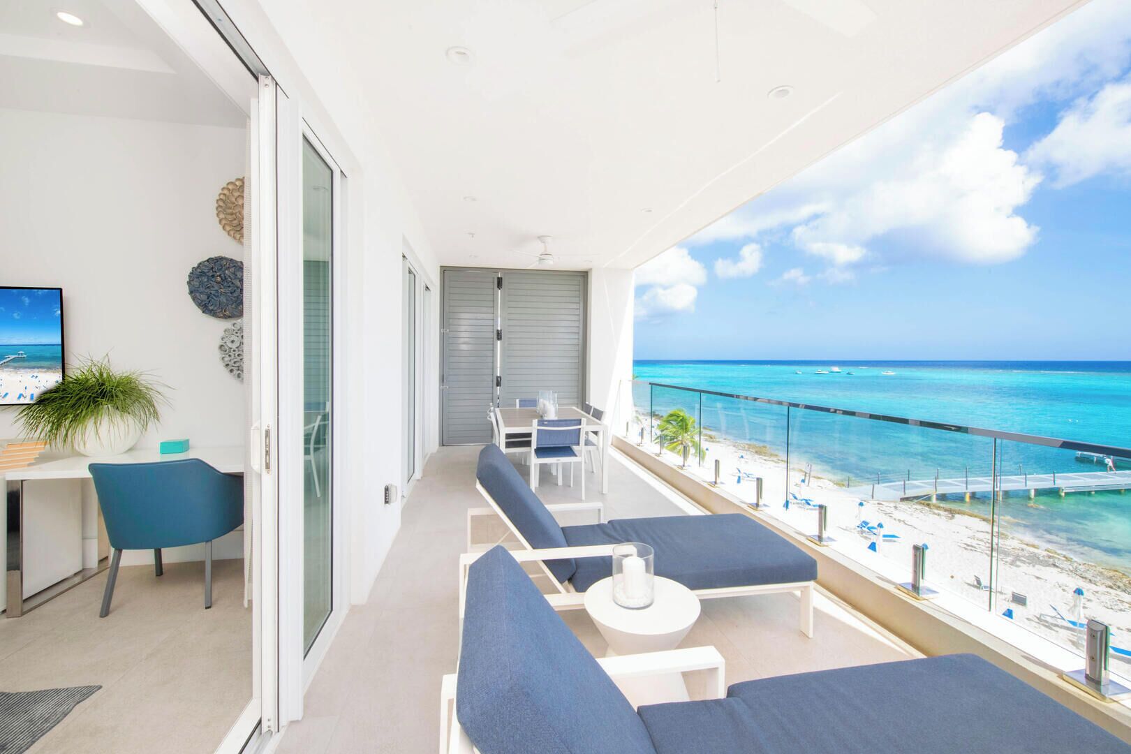 Luxury Condo, 2 Bedrooms, Balcony, Beachfront (Rum Point Resort #308) | Terrace/patio