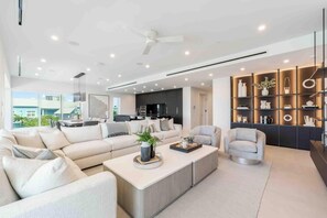 Apartment (4 Bedrooms) | Living area | TV - Aqua 2 on Seven Mile Beach (Seven Mile Beach)